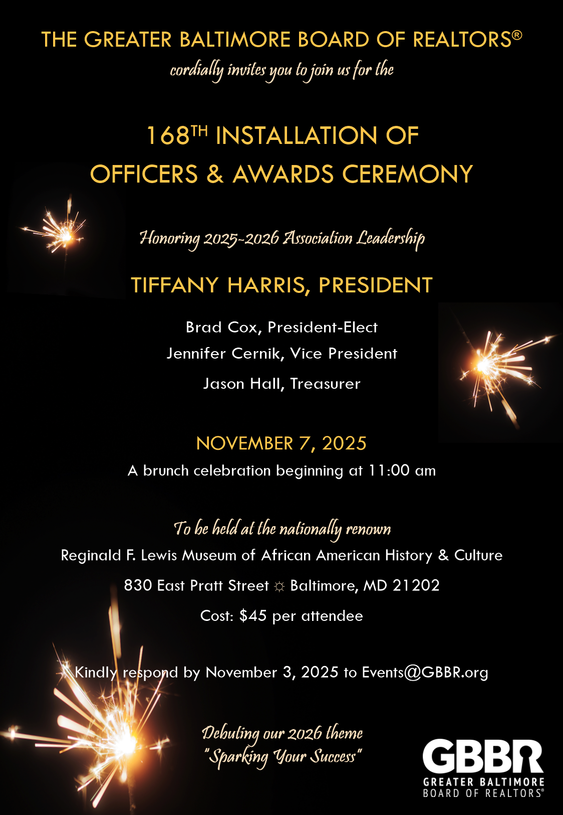 GBBR Installation & Awards event invitation 2025