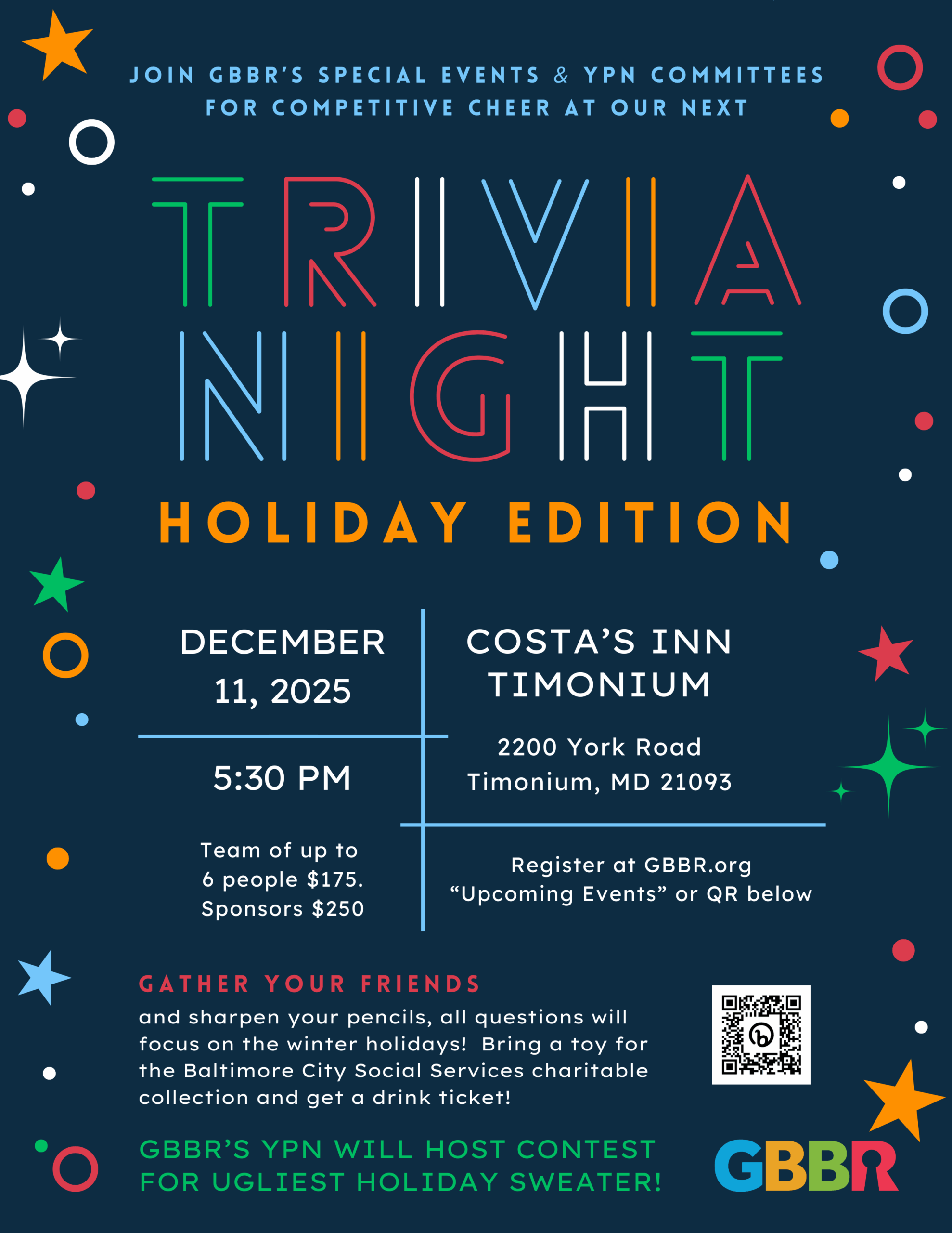 GBBR Holiday Trivia Night event 12-11-2025