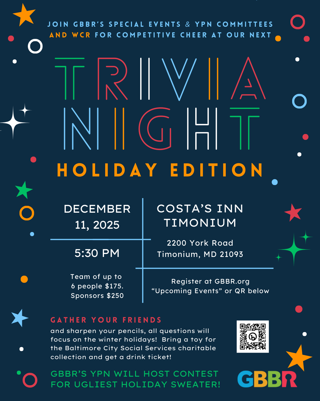 GBBR Holiday Trivia Night event 12-11-2025