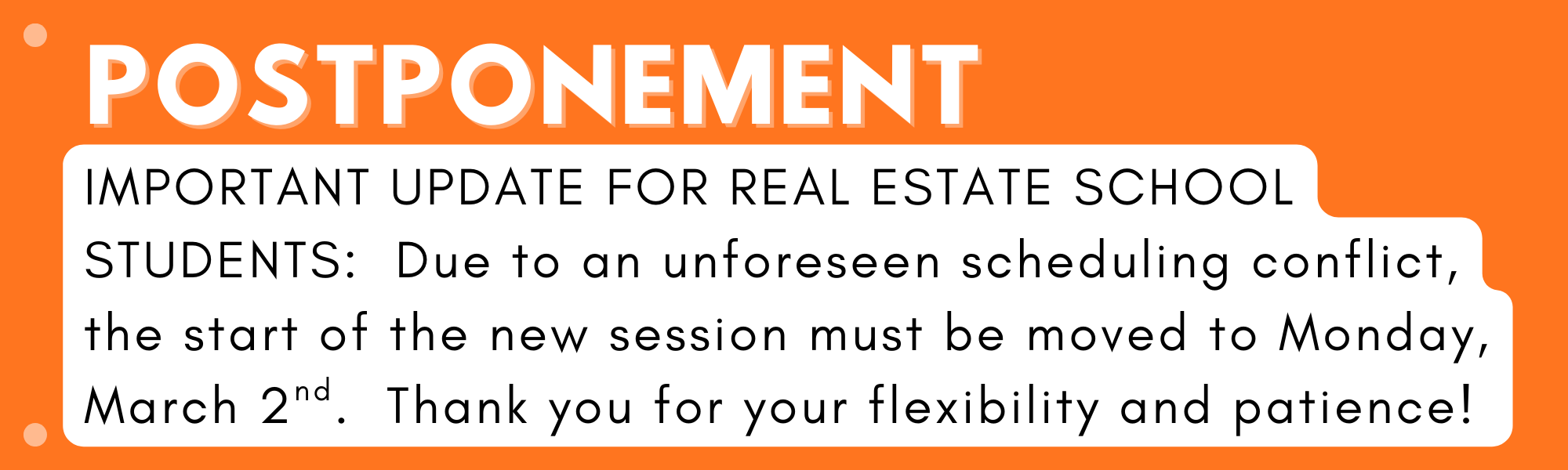 RES start postponement for homepage