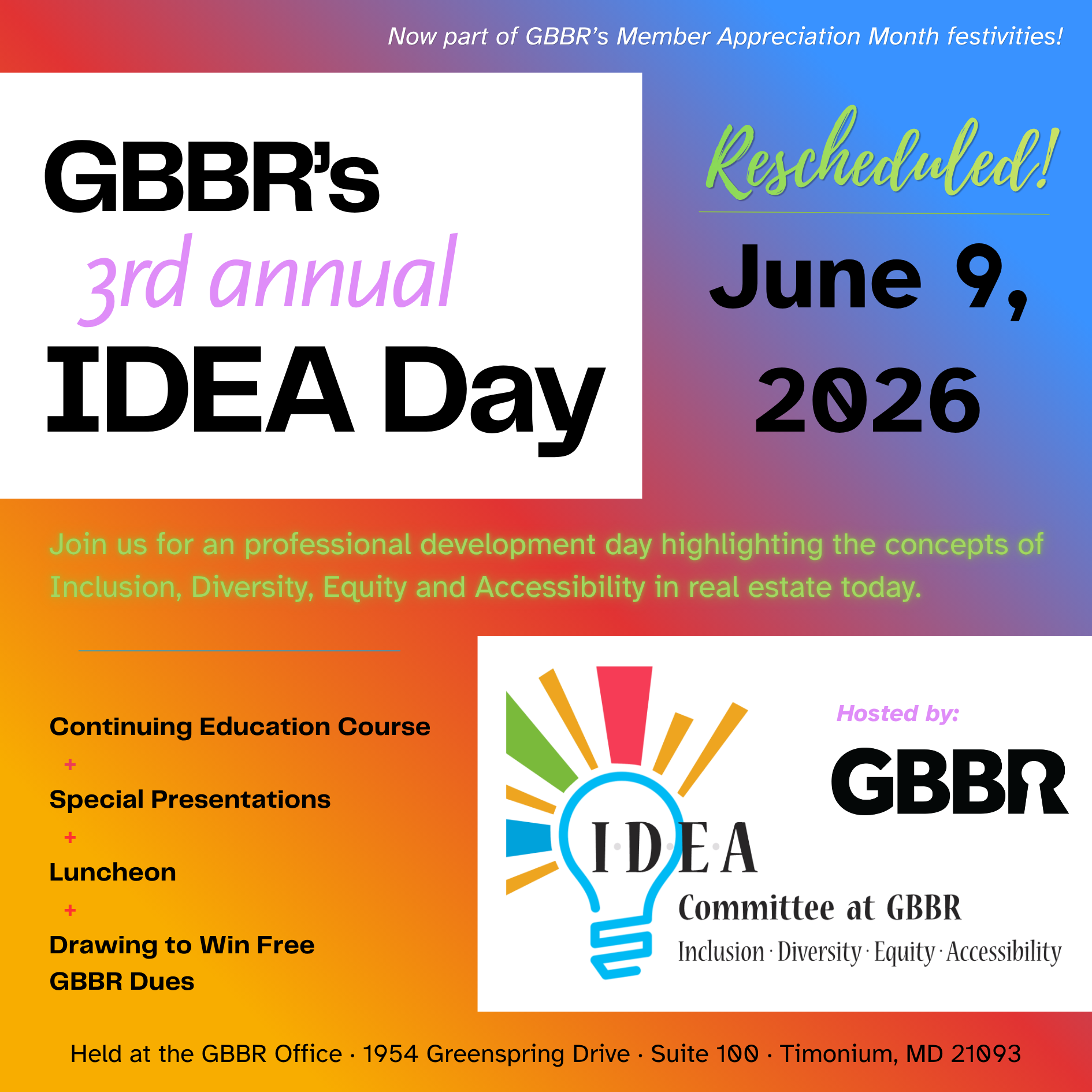 Rescheduled IDEA Day promo spring 2026