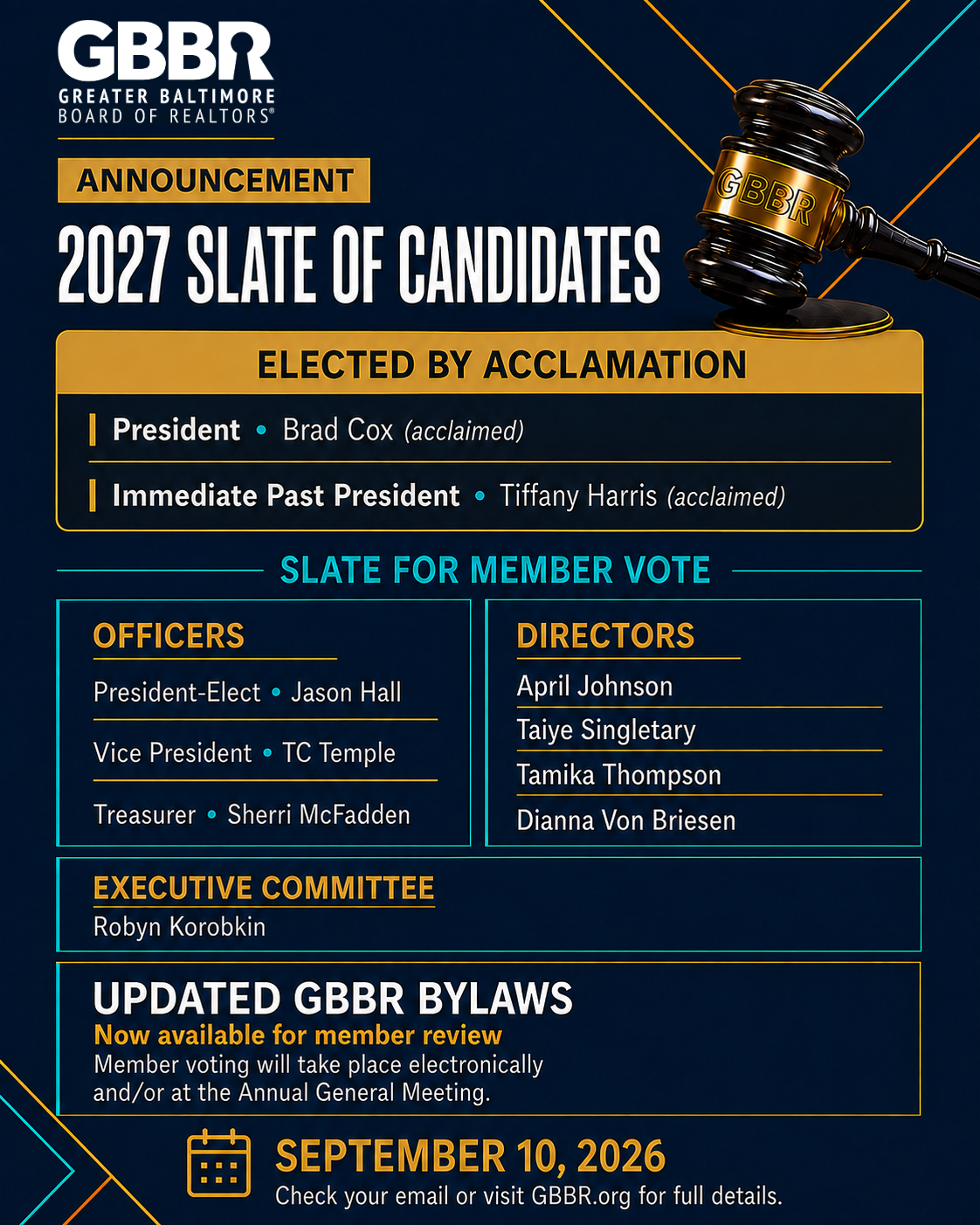 GBBR 2027 Slate of Candidates Flyer