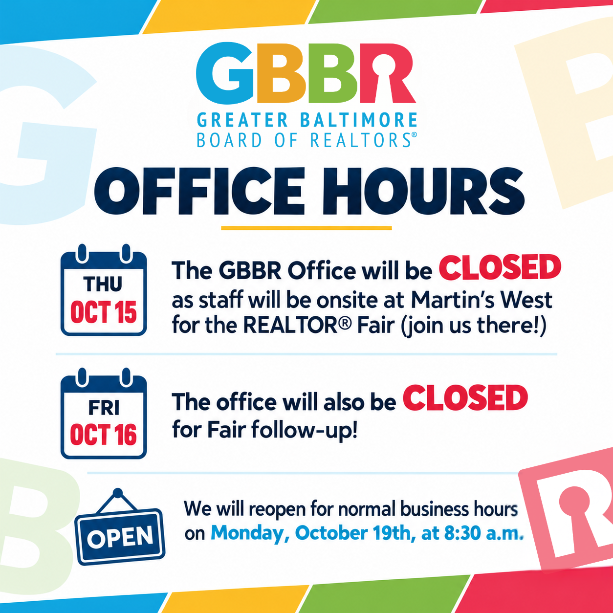 GBBR Fair 2026 Office Closure